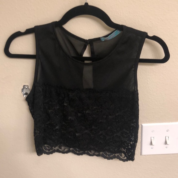 Black Lace Crop Top - Picture 1 of 4